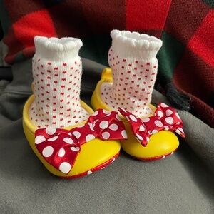 0-6m Disneyland Minnie Mouse sock slipper shoes Disney Mickey booties